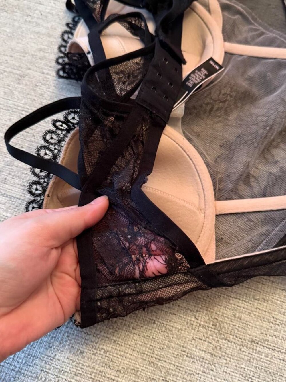 Romantic goth dark coquette Victoria’s Secret black lace bustier corset top - Picture 7 of 7